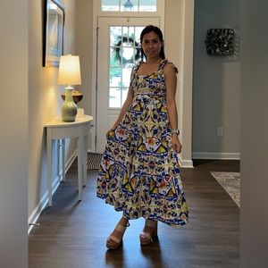 NWT- Self Tie Shoulder Strap Italian Silk Dress